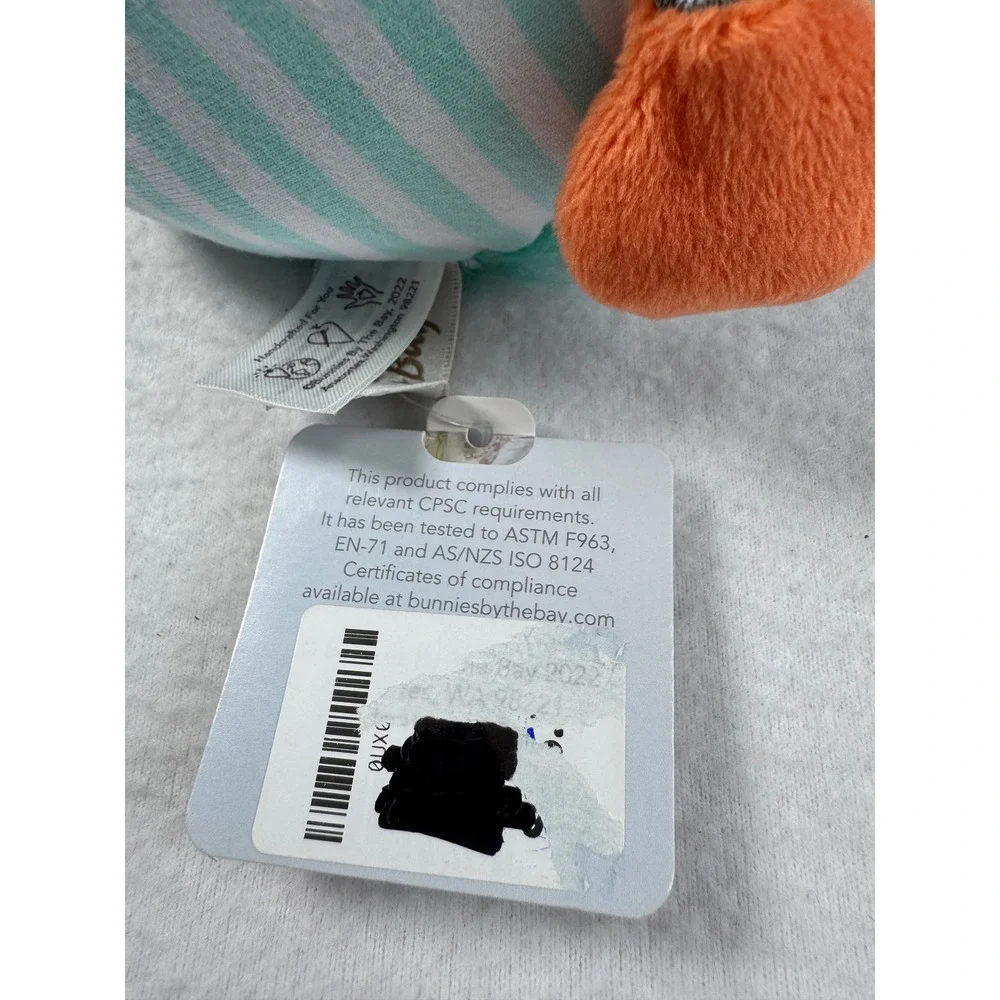 Bunnies by the Bay Piper The Sandpiper Plush NWT Teal Striped Bird